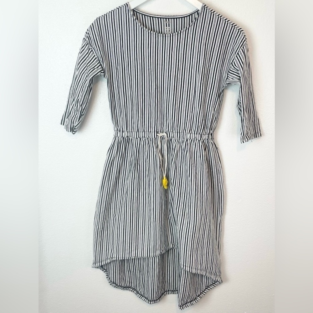 Tea Collection Black White Stripes High Low Cotton Dress size 7